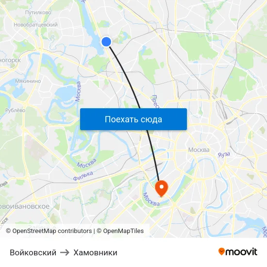 Войковский to Хамовники map