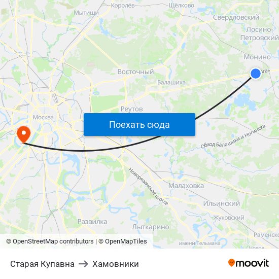 Старая Купавна to Хамовники map