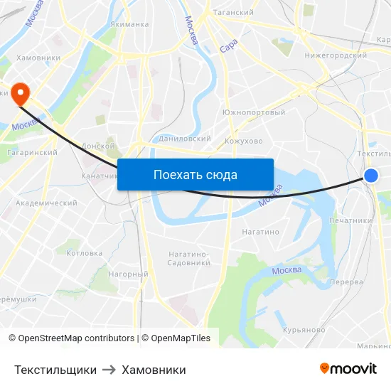 Текстильщики to Хамовники map