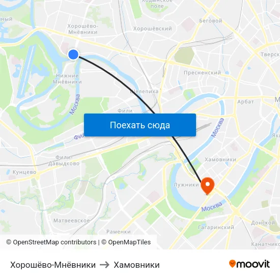 Хорошёво-Мнёвники to Хамовники map