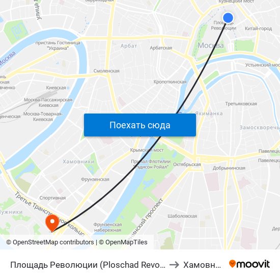 Площадь Революции (Ploschad Revolyutsii) to Хамовники map
