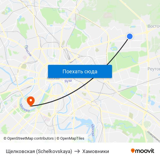 Щелковская (Schelkovskaya) to Хамовники map