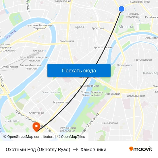 Охотный Ряд (Okhotny Ryad) to Хамовники map