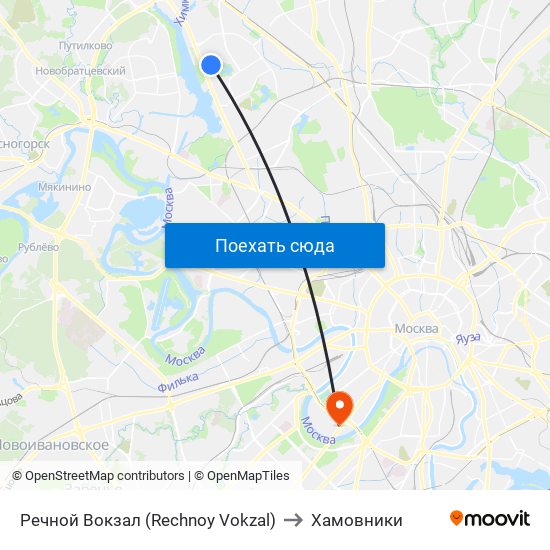 Речной Вокзал (Rechnoy Vokzal) to Хамовники map