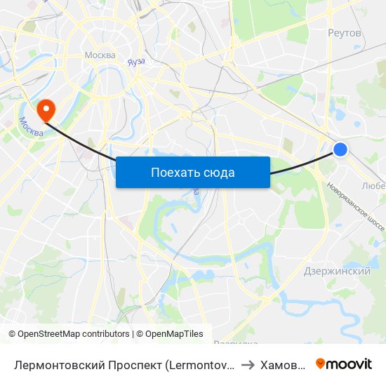 Лермонтовский Проспект (Lermontovsky Prospekt) to Хамовники map