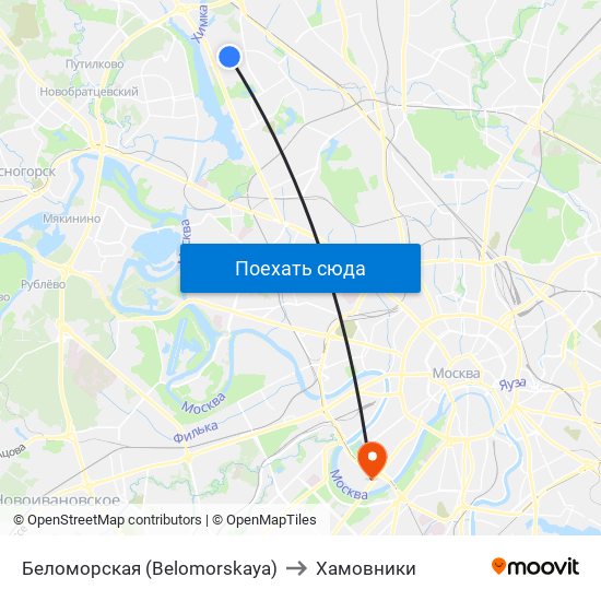 Беломорская (Belomorskaya) to Хамовники map