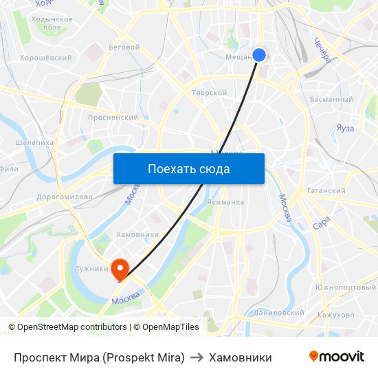 Проспект Мира (Prospekt Mira) to Хамовники map