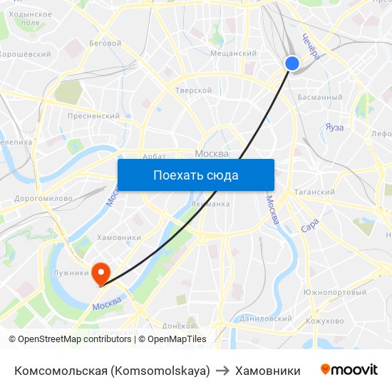 Комсомольская (Komsomolskaya) to Хамовники map