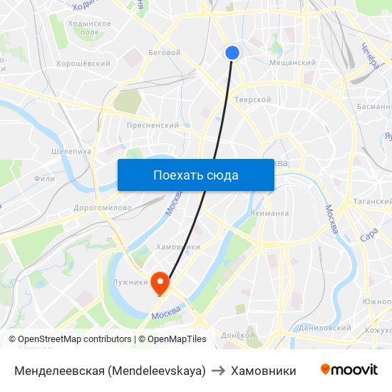 Менделеевская (Mendeleevskaya) to Хамовники map