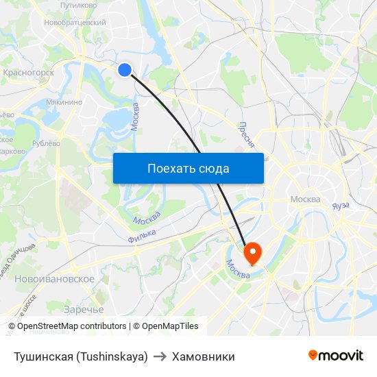 Тушинская (Tushinskaya) to Хамовники map