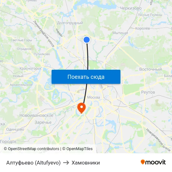 Алтуфьево (Altufyevo) to Хамовники map
