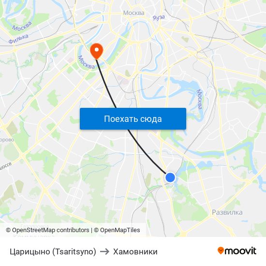 Царицыно (Tsaritsyno) to Хамовники map
