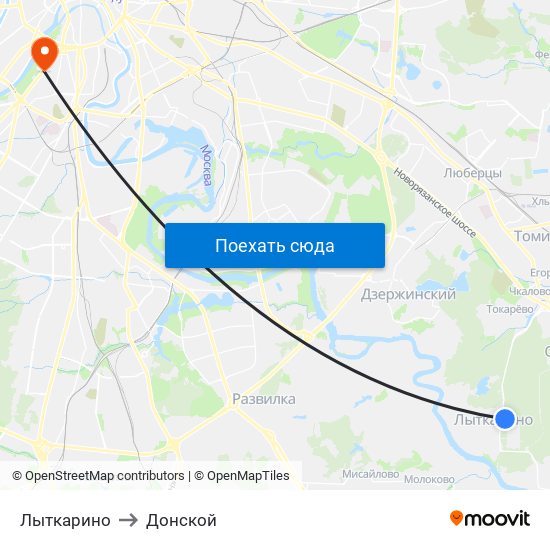 Лыткарино to Донской map