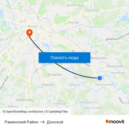 Раменский Район to Донской map