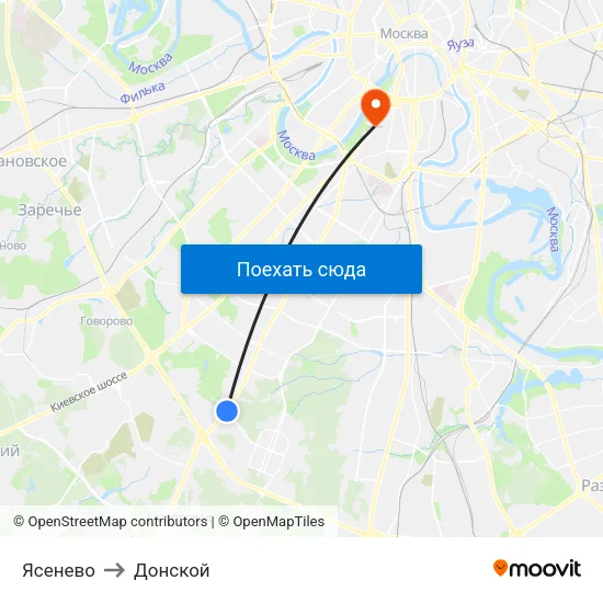 Ясенево to Донской map