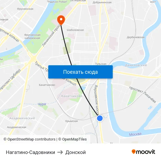 Нагатино-Садовники to Донской map