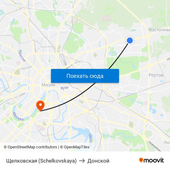 Щелковская (Schelkovskaya) to Донской map