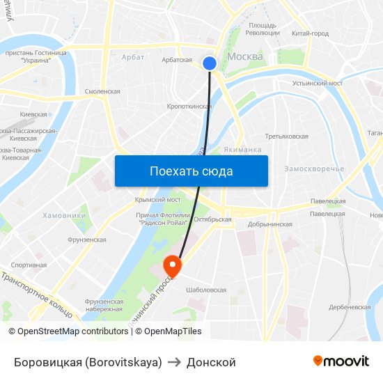 Боровицкая (Borovitskaya) to Донской map