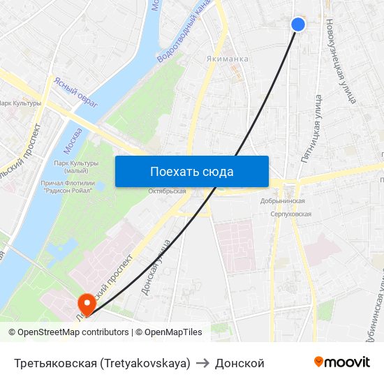 Третьяковская (Tretyakovskaya) to Донской map