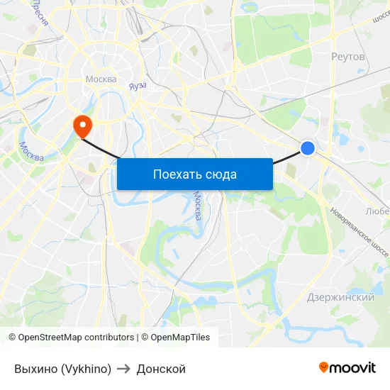 Выхино (Vykhino) to Донской map