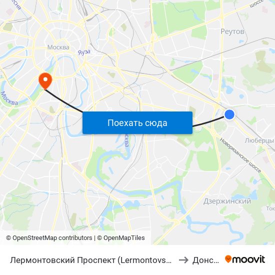 Лермонтовский Проспект (Lermontovsky Prospekt) to Донской map