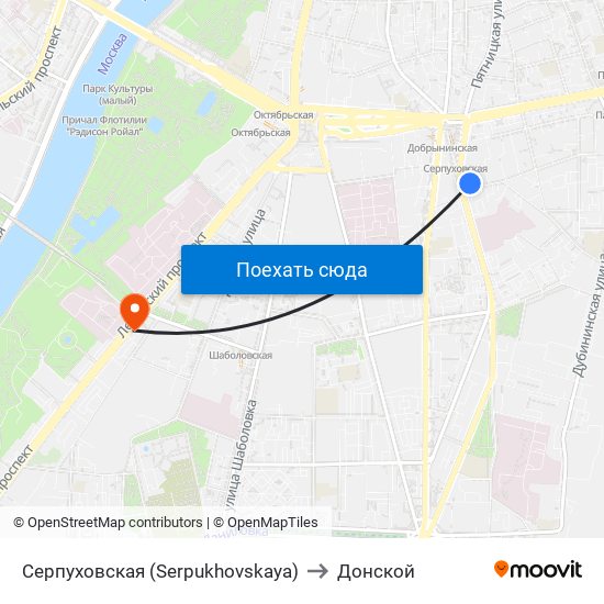 Серпуховская (Serpukhovskaya) to Донской map