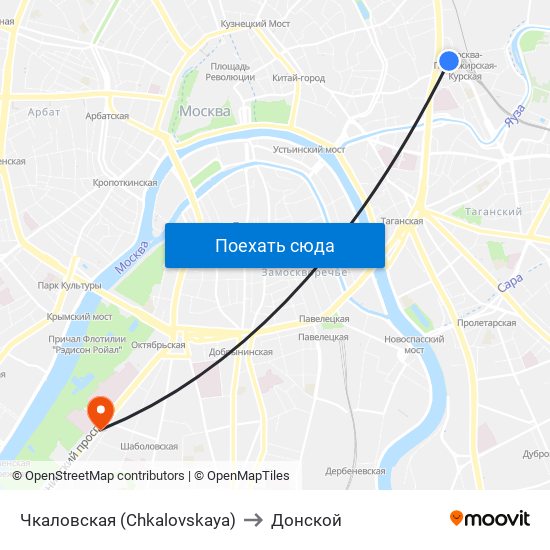 Чкаловская (Chkalovskaya) to Донской map