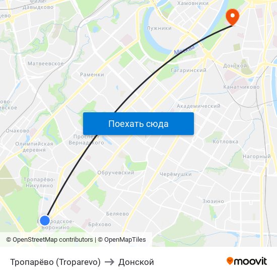 Тропарёво (Troparevo) to Донской map