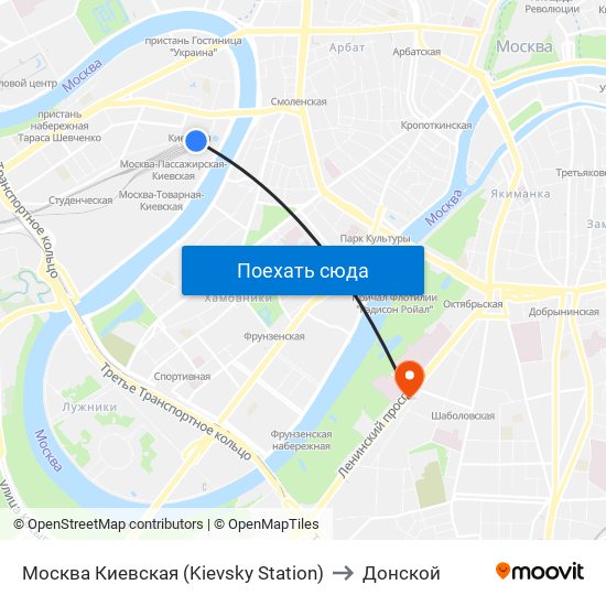 Москва Киевская (Kievsky Station) to Донской map
