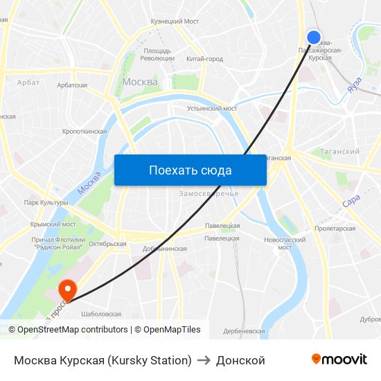 Москва Курская (Kursky Station) to Донской map