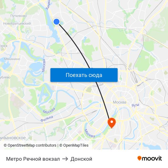 Метро Речной вокзал to Донской map