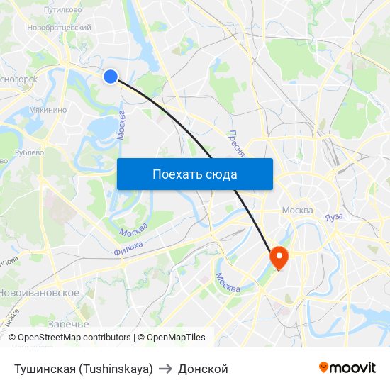 Тушинская (Tushinskaya) to Донской map