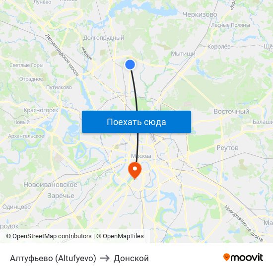 Алтуфьево (Altufyevo) to Донской map