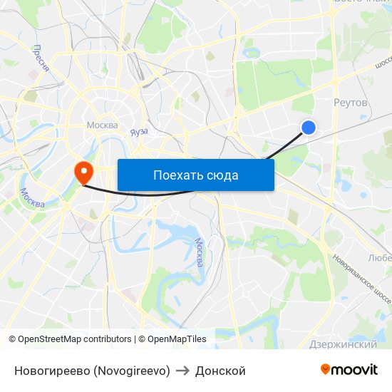 Новогиреево (Novogireevo) to Донской map