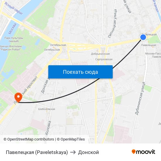 Павелецкая (Paveletskaya) to Донской map