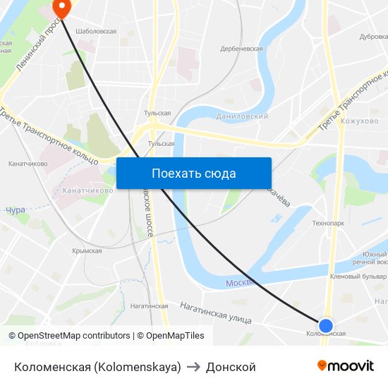 Коломенская (Kolomenskaya) to Донской map