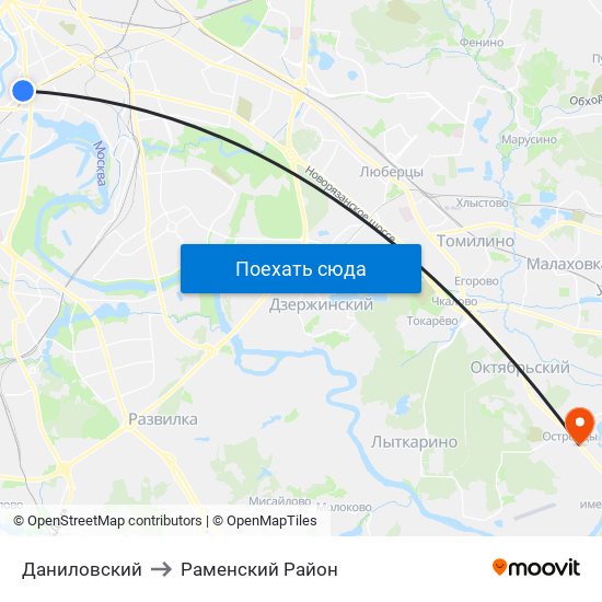 Даниловский to Раменский Район map