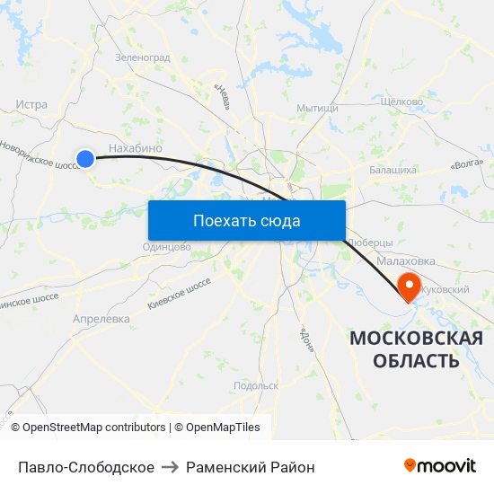 Павло-Слободское to Раменский Район map