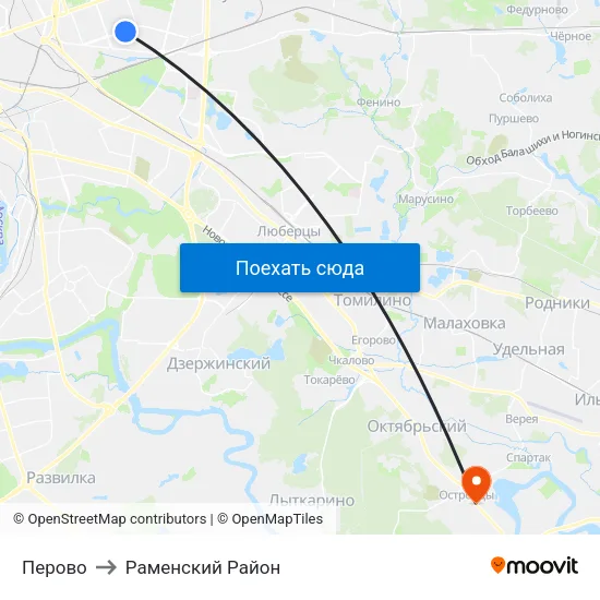 Перово to Раменский Район map