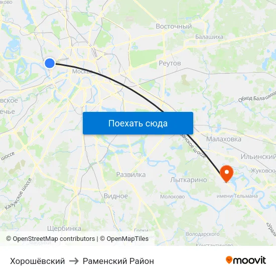 Хорошёвский to Раменский Район map