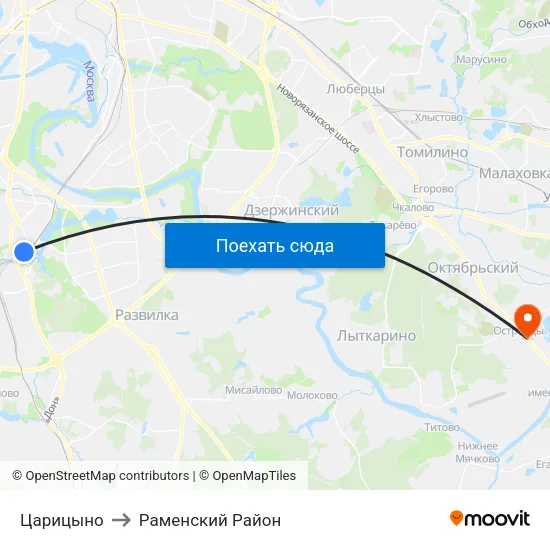 Царицыно to Раменский Район map