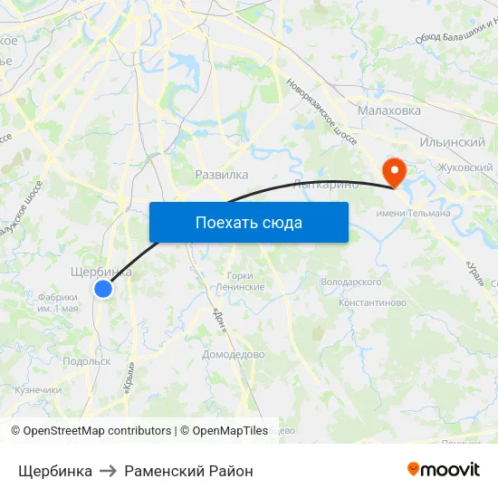 Щербинка to Раменский Район map