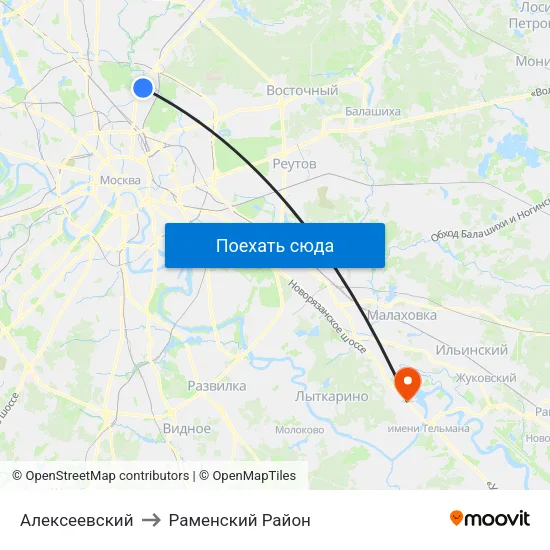 Алексеевский to Раменский Район map