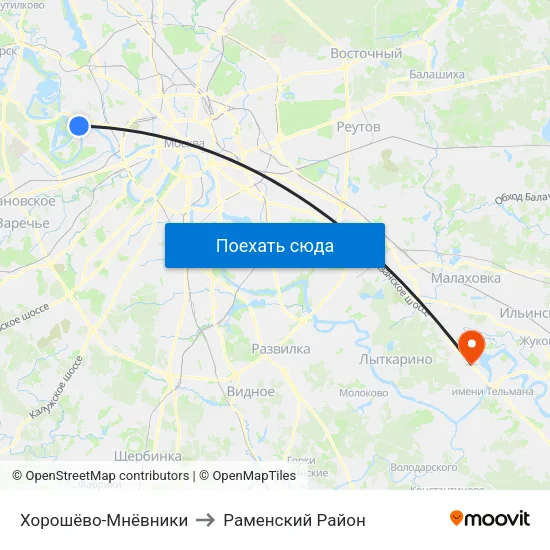 Хорошёво-Мнёвники to Раменский Район map
