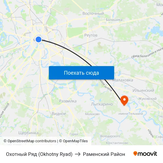 Охотный Ряд (Okhotny Ryad) to Раменский Район map