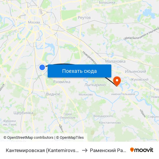 Кантемировская (Kantemirovskaya) to Раменский Район map
