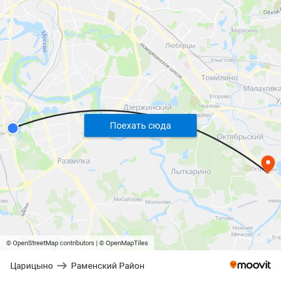 Царицыно to Раменский Район map