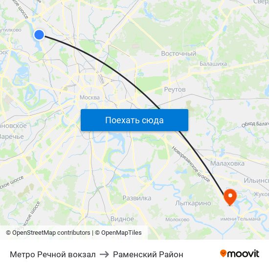 Метро Речной вокзал to Раменский Район map
