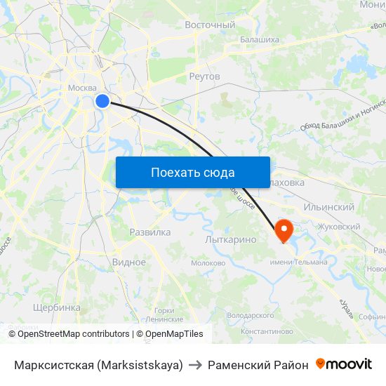 Марксистская (Marksistskaya) to Раменский Район map