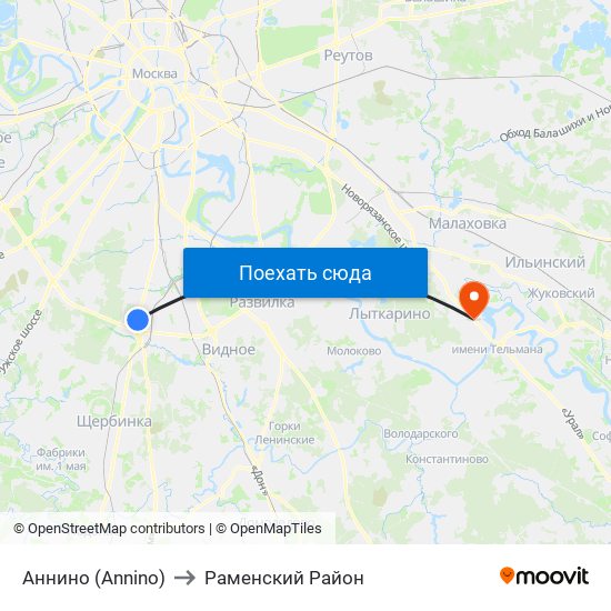 Аннино (Annino) to Раменский Район map